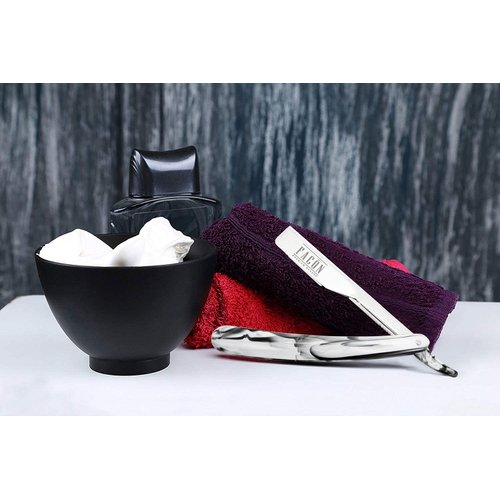 100 BLADES + Facón Professional Marble Straight Edge Barber Razor - Salon Quality Cut Throat Shavette