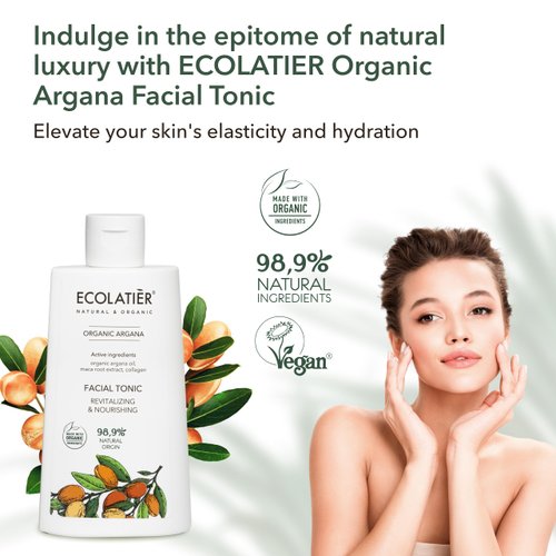 Facial Toner Revitalizing & Nourishing with Organic Argan Oil – Hydrating, Anti-Aging, Vegan, 98% Natural, Moisturizing for Women, Men, Oily Skin - 8.5 Fl Oz / 250ml