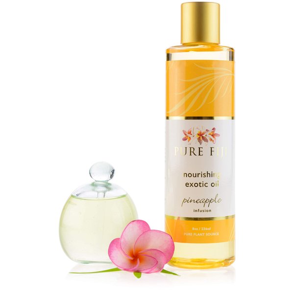 PURE FIJI Nourishing Exotic Body Oil - Natural Coconut Oil for Skin in Bath & SPA with Vitamin E - Body Oil, Massage Oil, Body Lotion For Women and Men, Pineapple, 8oz