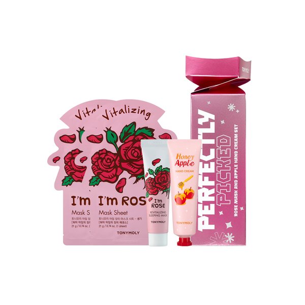 TONYMOLY Perfect Picked Gift Set, 4 Pc Rose Mask and Hand Cream Set