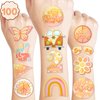 Cute Groovy 2 Temporary Tattoos 10 Sheets 100 PCS Boho Party Decorations Favors Supplies Two Peace Theme Birthday Stickers Christmas Gifts for Boys Girls Kids Class School Prizes Carnival Christmas