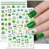St. Patrick's Day Nail Art Stickers Decals 3D Exquisite Nail Art Supplies Self-Adhesive Green Lucky Clover Nail Decoration Nail Foil Art Supplies Nail Accessories Acrylic Nail Art