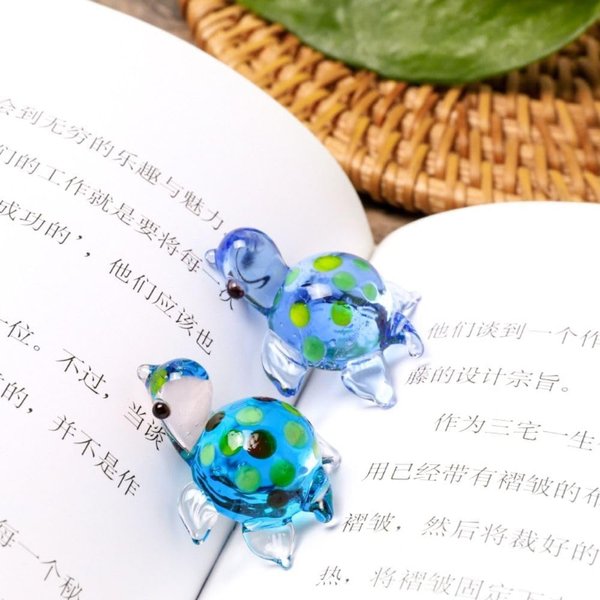 1Pc Blue Glass Miniature Glass Turtle Figurine Turtle Ornaments Aquarium Landscaping,Collectible Figurines Glass Turtle Figurine Crafts Collection 2.8 * 2.2 * 1cm