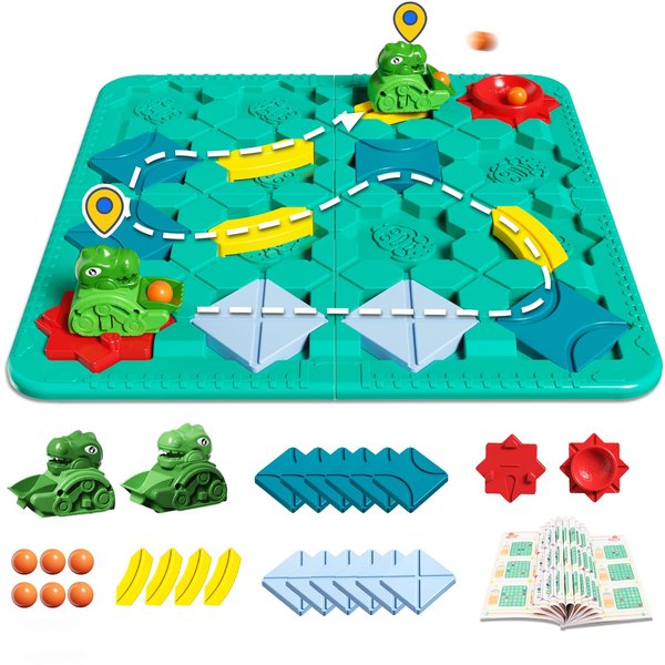 FLLOBE STEM Board Games Kids Toys for Boys 4-8 Year Old Brain Teasers Logical Puzzles Toys Board Game with 118 Challenges & 4 Levels Educational Montessori Birthday for Kids Preschool