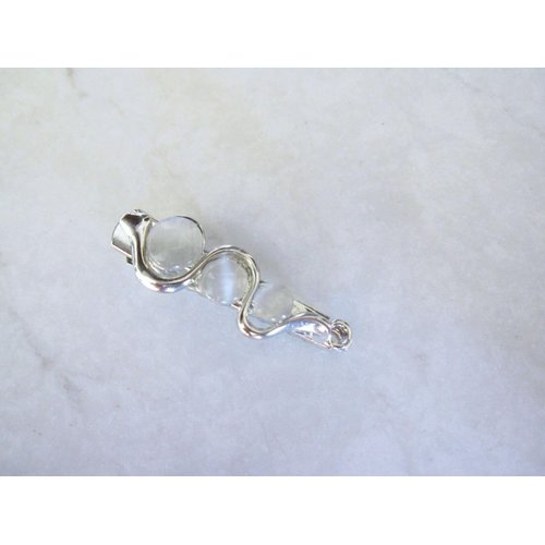 Platinum gray white stone silver metal alligator hair claw clip clamp for fine