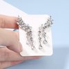 Yheakne Boho Rhinestone Ear Crawler Earrings Silver Crystal Wing Ear Climber Earrings Angel Wing Crystal Dangle Earrings Cz Wing Studs Earrings Jewelry for Women and Girls (Silver)