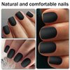 Bellelfin Short Press on Nails Square, 120Pcs Matte Color Fake Nails Full Cover Acrylic Glue on Nails Artificial False Nail with Adhesive Tabs for Women Girls Fingernails Design, Black Nails