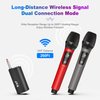 JYX Wireless Microphones, Dual UHF Handheld Dynamic Mic with Receiver, 6.35mm(1/4") Output,3.5mm (1/8") Adapter,160ft Range, Metal Rechargeable Karaoke Microphones for Party, Wedding, Class, Speech