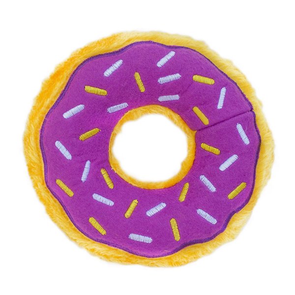 ZippyPaws - Original Donutz No Stuffing Squeaky Plush Dog Toy - Grape Jelly