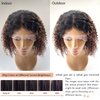 Curly Bob Wig Human Hair Pre Plucked Highlight Brown Curly Bob 13x4 HD Lace Frontal Wigs Free Part Glueless Deep Wave Highlight Wigs Black and Brown Ombre Curly Human Hair Bob Wigs for Black Women