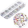1728 Pieces Crystals Nail Art Rhinestones Round Beads Flatback Glass Charms Gems Stones and 2 Pieces Tweezers with Storage Organizer Box, SS3 6 10 12 16 20, 288 Pieces Each Size (Crystal AB)
