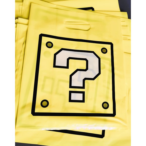 SunnySide Video Game Party Favor Bags, Mario Question Box Theme Plastic Treat Loot Goodie Bag for Kids Boys Girls Teens Tweens Gamer Decorations Supplies Bulk