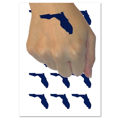 Florida State Silhouette Temporary Tattoo Water Resistant Fake Body Art Set Collection - 54 1" Tattoos (1 Sheet)