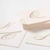Caspari White Pearl & Gold Paper Linen Boxed Cocktail Napkins in Letter F - Pack of 30 (2900CG.F)