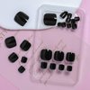Solid Color Press on Toenails Short Fake Toe Nails Artificial Toenail Press ons Glossy Glue on Tonails Square False Toenails Black Full Cover Acrylic Stick on Nails for Women 24Pcs