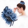 iRIIRIO 1pc Upscale Hair Claw Clips Hair Jaw Clips Decorated with Gauze Flowers and Pearl Beads for High Hair Bun Holder Hair Accessory for Women Girls (Blue)
