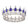 QIDIAN Bride Water Droplets Full Crown Pageant Crowns Princess Tiara Retro Round Crown Bride Hair Accessories (Blue)
