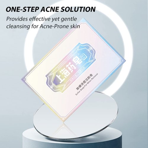 Bee & Flower Shanghai Yaozao Sulfur Soap for Acne Treatment 10% Sulfur Soap Cleansing Bar for Face and Body, All Natural Facial Cleanser for Acne, Oily Skin, 3.5oz