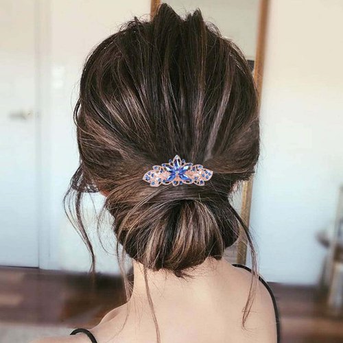 YienDoo Fancy Butterfly Rhinestone Hair Clip Pin Barrette Navy Blue Crystal Wedding Hairpins Barrette Sparkly Glitter Bridal Headwear Crystal Hair Clip Hair Shiny Holder Accessories for Women Girl
