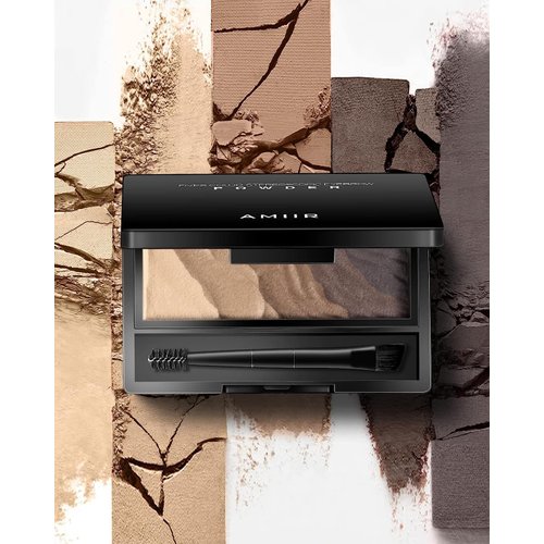 AMIIR 5 Colors Brow Powder Compact Eye Brow Tinted Dye Sculpt Light to Dark Coloring w/Double-Ended Brush Cute Little Makeup Palette Kit