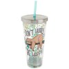 Spoontiques - Glitter Filled Acrylic Tumbler - Glitter Cup with Straw - 20 oz - Stainless Steel Locking Lid with Straw - Double Wall Insulated - BPA Free - Sloth