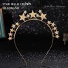 Fashey Halo Crown Headband Rhinestone Star Crown Headbands Goddess Halo Crown Costume Boho Bridal Wedding Headpiece Hair Accessories for Women and Girls (Gold)
