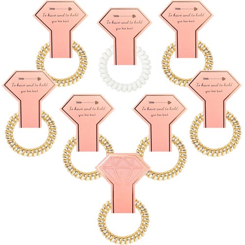 Banugo 8Pcs Spiral Hair Ties, Bridesmaid Hair Ties, Bachelorette Party Favors, Bridesmaid Proposal Gifts for Wedding/Bridal Party (Champagne & White)