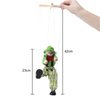 Fun Wooden Clown Marionette Pull String Puppet Vintage Toy for Family Men Women Pretend Play Puppetry Party