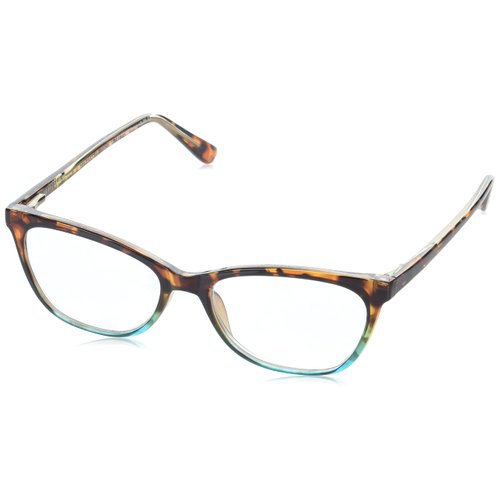 Sofia Vergara x Foster Grant Women's Teresa Reading Glasses Cat-Eye, Tortoise and Crystal Turquoise, 52 mm + 2