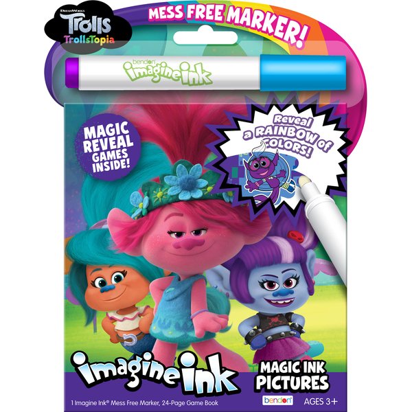 Trolls DreamWorks Trolltopia 12-Page Imagine Ink Pad with 1 Mess Free Marker 50936 Bendon