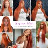 Orange Ginger Color 13x4 Invisible Lace Front Wigs Human Hair (16 Inch) Straight Brazilian Virgin Lace Front Human Hair Wigs 150% Density Pre Plucked with Natural Hairline (16 Inch, 13x4 Straight
