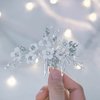Unicra Silver Bride Wedding Hair Comb Flower Bridal Headpiece Sparkly Rhinestone Hair Accessories Crystal Hair Piece Jewelry for Women and Girls