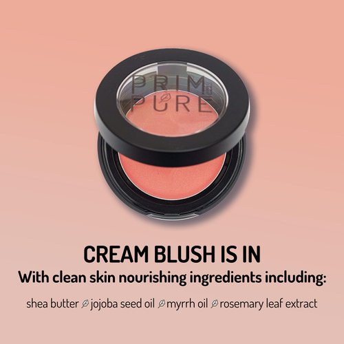 Prim and Pure Natural Blush Makeup - Cream Blush Makeup Palette - Cruelty Free Classic Color Mineral Blush - Organic Professional Cosmetics makeup Blush for face (CORAL CREAM)