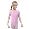 WEGETIT Gymnastics Leotards for Girls Ballet Dance Toddler Outfit Short Sleeve Bodysuit Purple (4-6 Years)