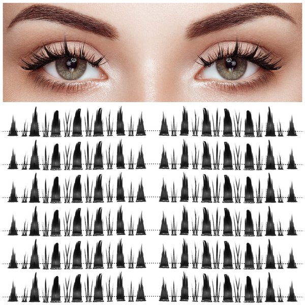 PAGOW 2boxes Segmented False Manga Eyelashes, Grafting Individua DIY Extension, Cluster Volume 3D Reusable Natural Look Lashes Halloween , Glue Bonded Thin Mix Band(5-13mm Length,0.1mm thickness,156 clusters)