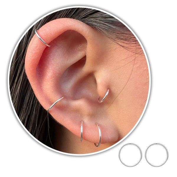 4mm Super Tiny Cartilage Hoop, Helix Hoop Earring, Tragus Piercing Jewelry Sterling Silver 20g 4mm -12mm