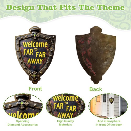 Outdoor Welcome Sign Far Far Away Sign Green Diamonds Design Personalized Welcome Sign for Front Door Front Porch Home Yard Party Decorations,2 PCS