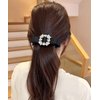 Bethynas Black Hair Bow with Rhinestone Sparkly Crystal Bow French Barrettes Hair Clips Big Bowknot Hair Ribbon Bridal Wedding Party Hair Accessory for Women Girls (Square - Rhinestone 1)