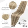 Full Shine Blonde Tape in Hair Extensions Color 16/22 Golden Blonde And Medium Blonde Seamless Tape in Extensions Human Hair 22 Inch Highlighted Tape in Hair 50 Gram 20 Pcs Natural Straight Hair