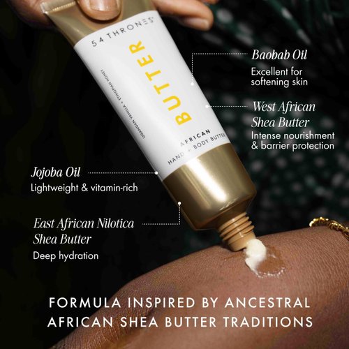54 Thrones Mini African Beauty Shea Butter, Intensive Dry Skin Support, Moisturizing Body Butter for Women, Moisturizing Body Balm and Cream, Ugandan Vanilla + Ethiopian Honey