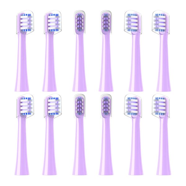 Replacement Toothbrush Heads Compatible with Colgate Hum Connected Smart Battery Toothbrush Refill Head, Purple, 12 Pack