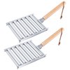 2Pcs Hot Dog Roller for Grill, Stainless Steel Sausage Roller Rack with Extra Long Wood Handle, BBQ Hot Dog Griller for Evenly Cooked Hot Dogs, 10 Hot Dog Capacity, 6.5 x 5.5 Inch