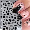 Black Cat Nail Art Stickers Decals 3D Cute Cat Nail Stickers 4PCS Kawaii Cartoon Animal Self-Adhesive Nail Decals Nail Art Supplies Cute Cartoon Manicure Sliders for Women Girls Nail Art Decorations