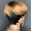 HOTKIS Pixie Cut Wig Human Hair Blonde Short Human Hair Wigs for Black Women Short Wigs Human Hair Natural Straight Short Hair Wigs Pixie Wig with Neat Bang Ombra 1b/27#