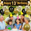 13th Birthday Decorations for Boys Girls Black and Gold Happy Birthday Yard Banner 18PCS 13th Birthday Confetti Balloons for Kids 13 Years Old Anniversary Birthday Party Supplies Outdoor Yard Decor