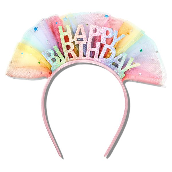 CAVETEE Birthday Crown for Women, Rainbow Happy Birthday Headband for Women and Girls,Happy Birthday Tiara and Birthday Party Decorations for Women and Girls Birthday Gifts