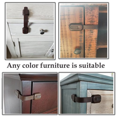 Child Safety Cabinet Locks for Baby Proof,Child Proof Safety Locks for Cabinets,Drawers,Cupboard,Oven,Fridge(Brown Cabinet Locks-8Packs)…