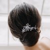 AW BRIDAL Cubic Zirconia Wedding Hair Comb Hair Accessories Flower Bridal Hair Clip Hair Pieces for Brides Bridesmaids Women (Silver)