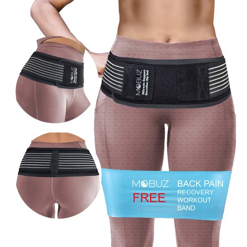 Si Joint Belt for Women & Men + Resistance Band w Back Recovery Workout Plan Anterior Pelvic Tilt Corrector Trochanteric Belt for Women & Men Si Belt for Lower Back Support Si Joint Pain