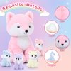 Muiteiur 5-Piece Mommy & Baby Fox Plush Set, Soft Stuffed Animals for Kids, 20-inch Pink, Birthday/Christmas/Valentine's Day Gift
